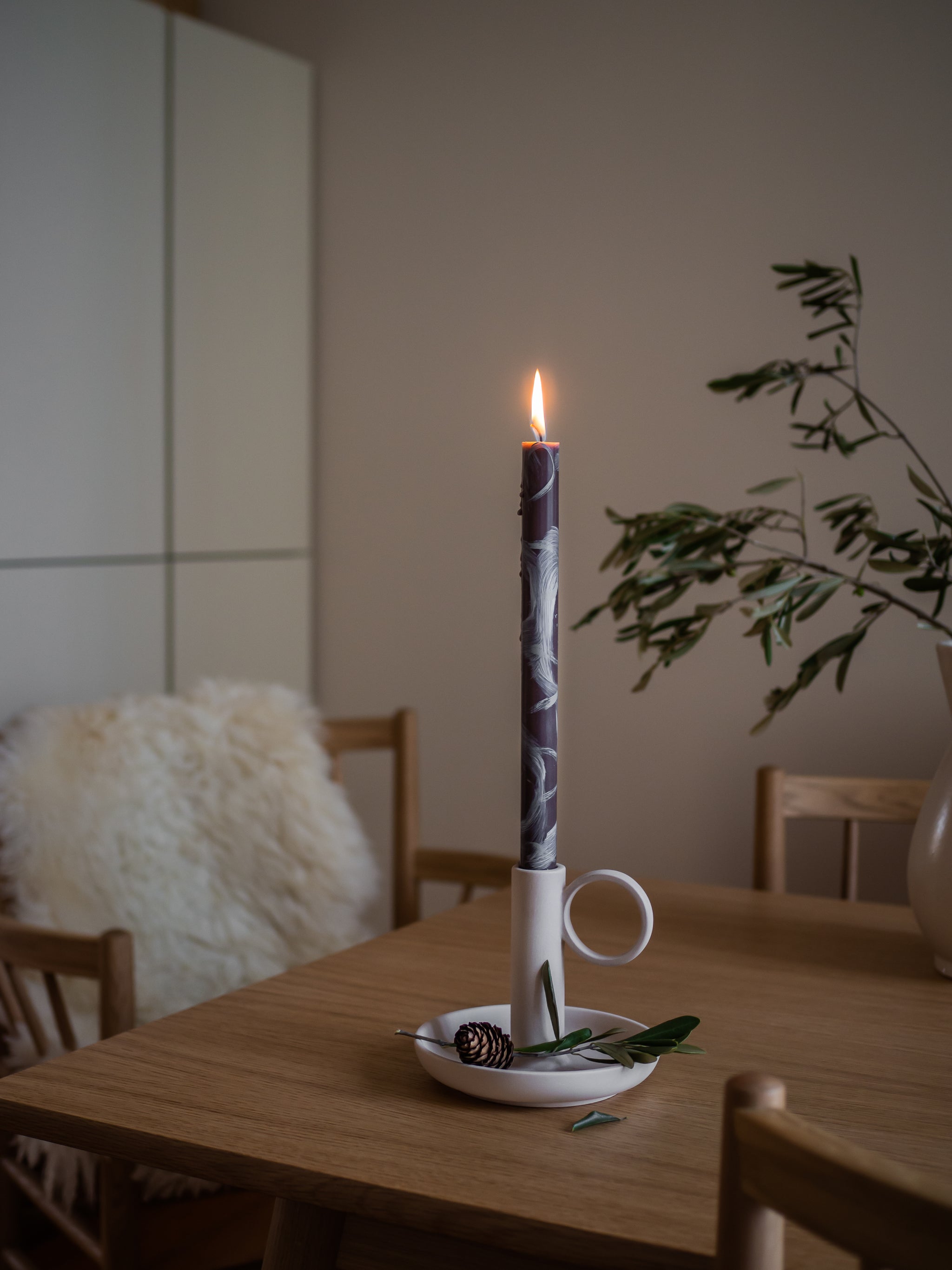 HUMDAKIN Batik Candle 30 cm. Candle 120 Oak/Coal