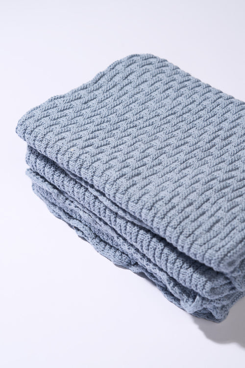HUMDAKIN Beach Knitted Kitchen Towel Organic textiles 035 Ocean