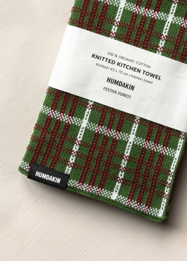 HUMDAKIN Knitted Kitchen Towel Organic textiles 245 Festive Forest