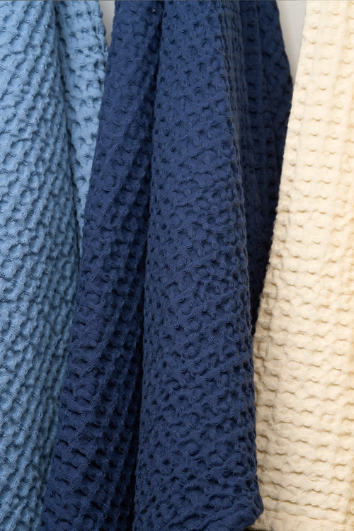 HUMDAKIN Waffle Bath Towel Organic textiles 037 Sea Blue