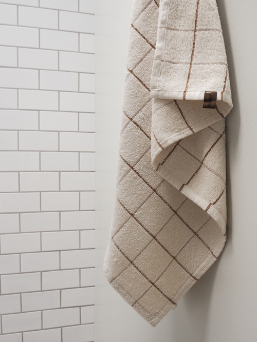 HUMDAKIN Check Terry Bath Towel Organic Textiles 101 Brown Sugar