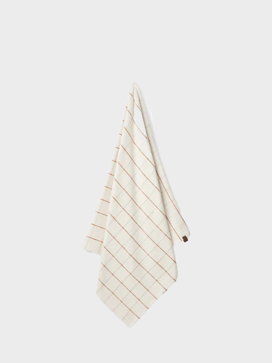HUMDAKIN Check Terry Bath Towel Organic Textiles 101 Brown Sugar