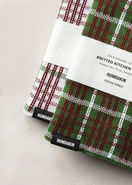 HUMDAKIN Knitted Kitchen Towel Organic textiles 245 Festive Forest