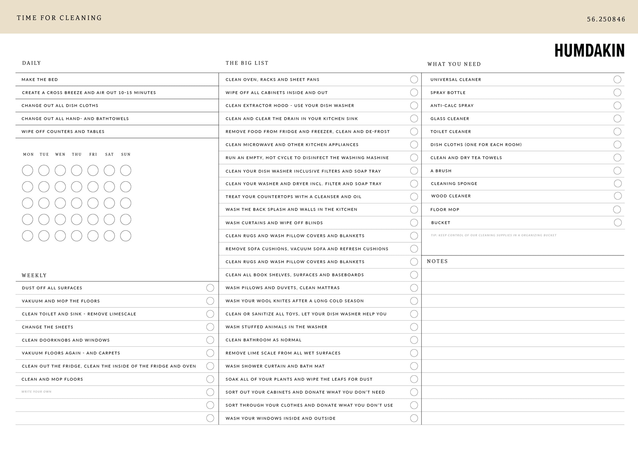 HUMDAKIN Monthly planner POS material 00 Neutral/No color