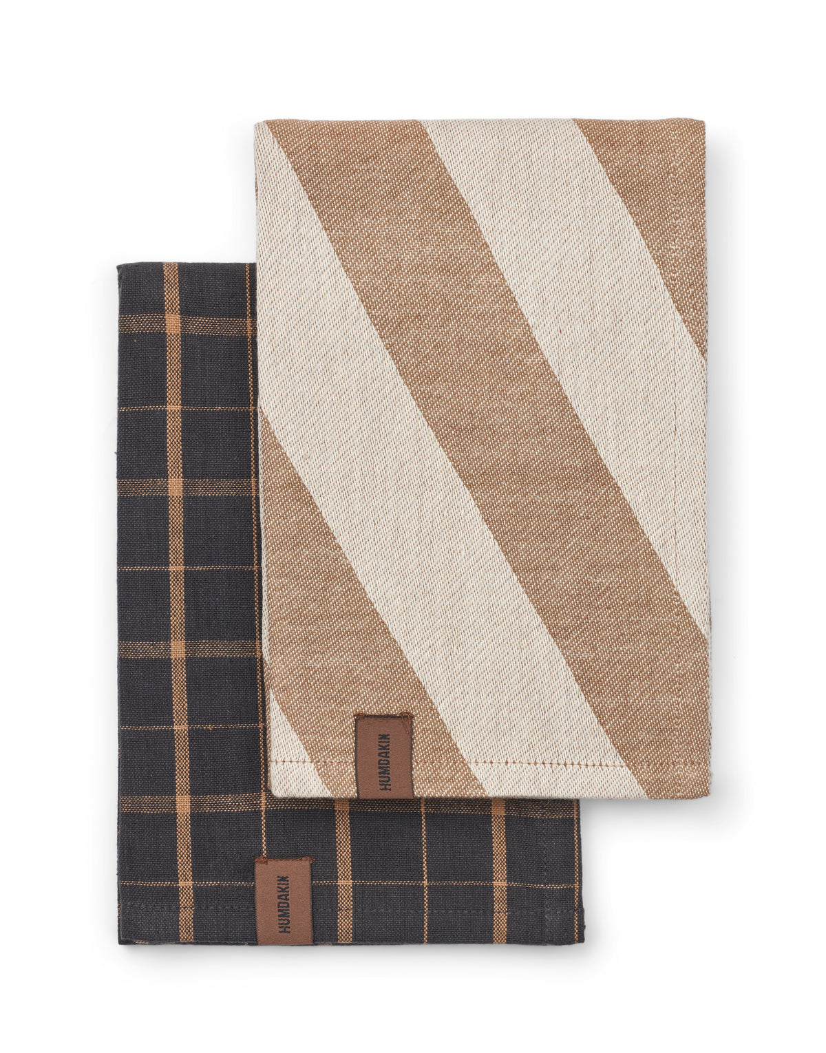 HUMDAKIN Recycled Cotton Tea Towel - 2 pack Organic Textiles 204 Brown Plaid