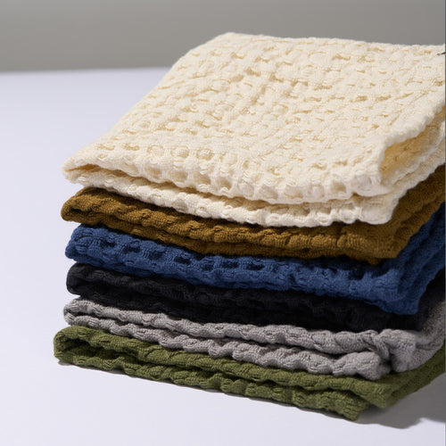 HUMDAKIN Waffle Dishcloth - 2 pack Organic Textiles 105 Coal - Sea Blue
