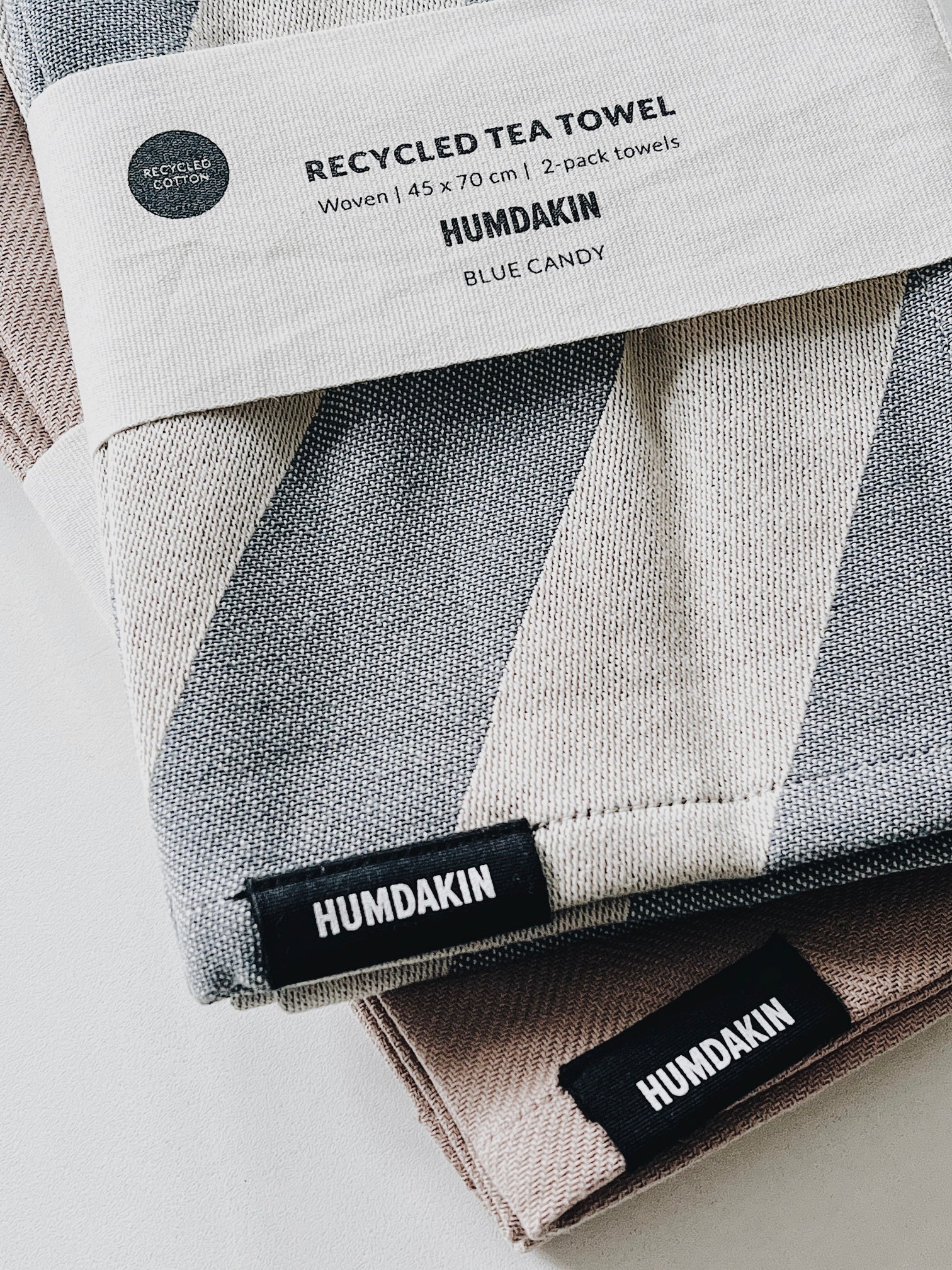 HUMDAKIN Gerecycled Katoenen Theedoek - 2 pak Biologisch textiel 225 Blue Candy