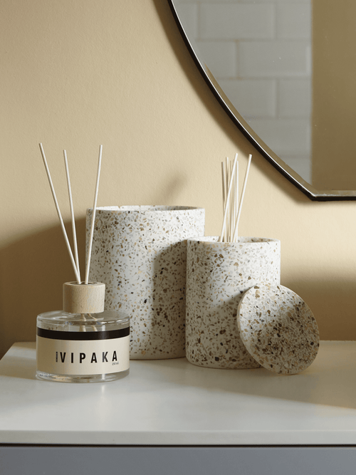 HUMDAKIN Lucca - Terrazzo Vase med lokk Terrazzo 138 Rød/Beige